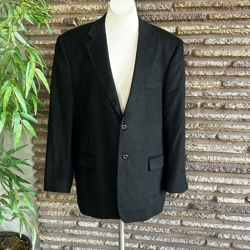 Soft Cashmere PRONTO UOMO Classic Black Blazer Suit Jacket 46 Long